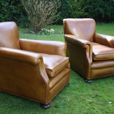 Stunning Pair of Leather Club Chairs